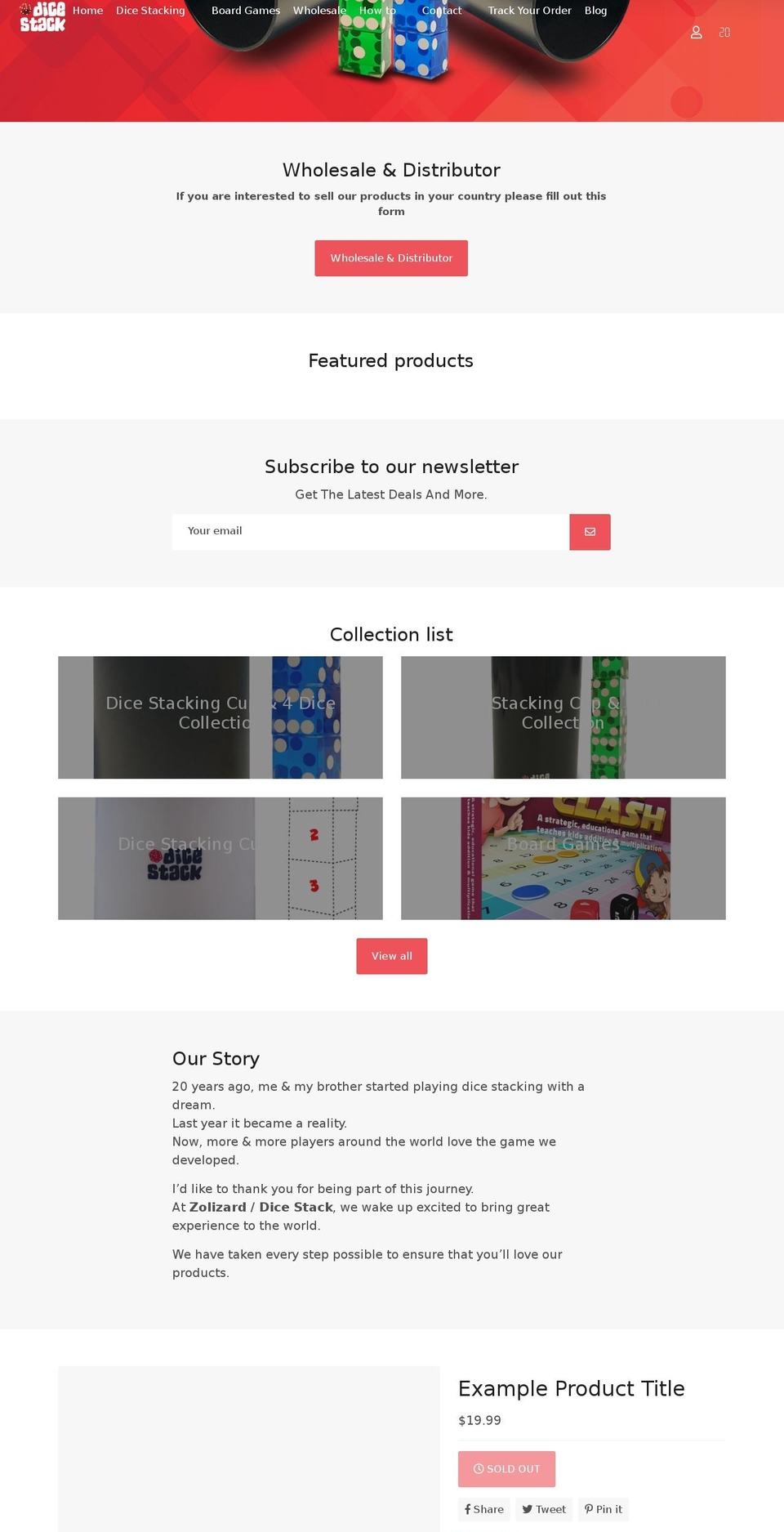 dice-stack.com shopify website screenshot