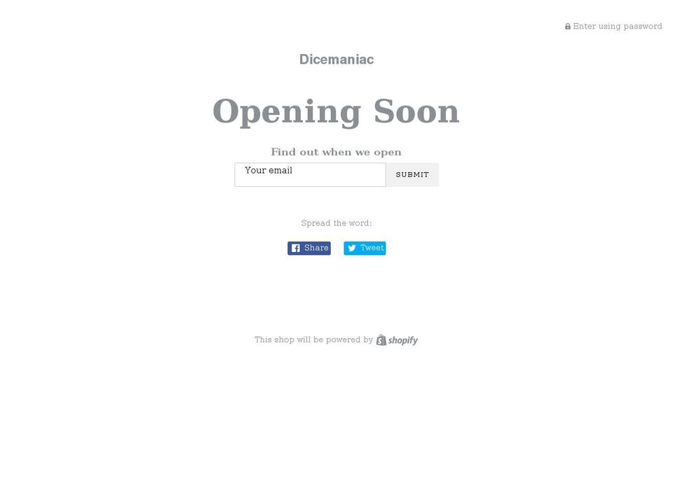 dicemaniac.com shopify website screenshot