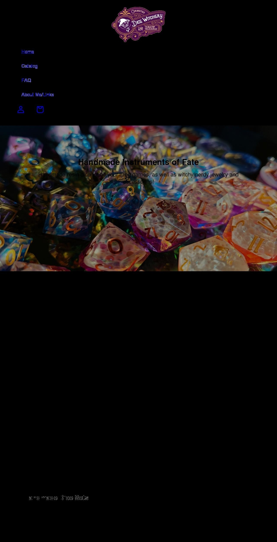 dicewitchery.com shopify website screenshot