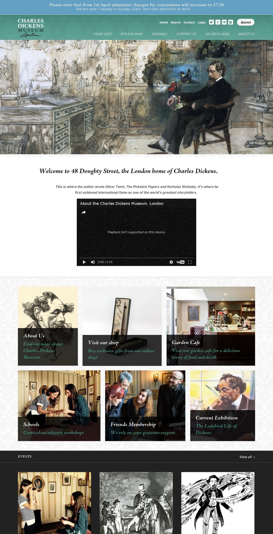 CDM Learning u Explore Shopify theme site example dickensmuseum.com