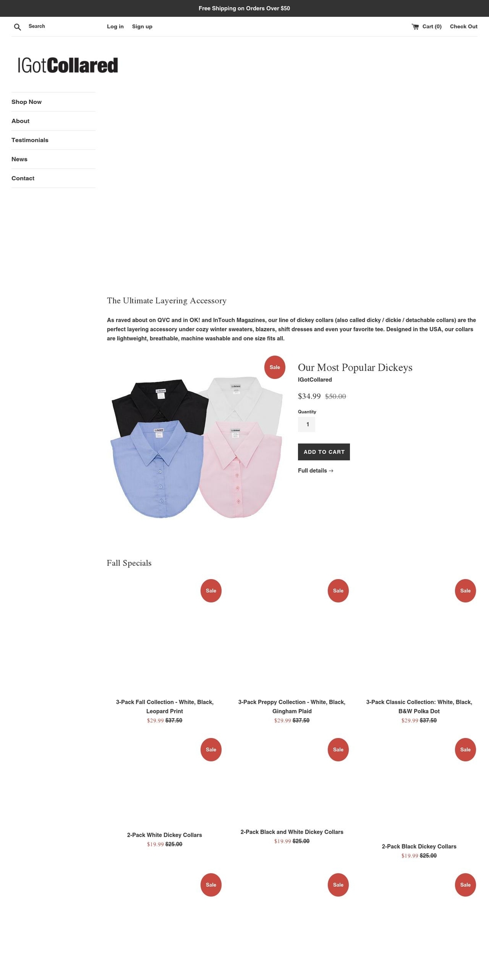 dickeycollars.com shopify website screenshot