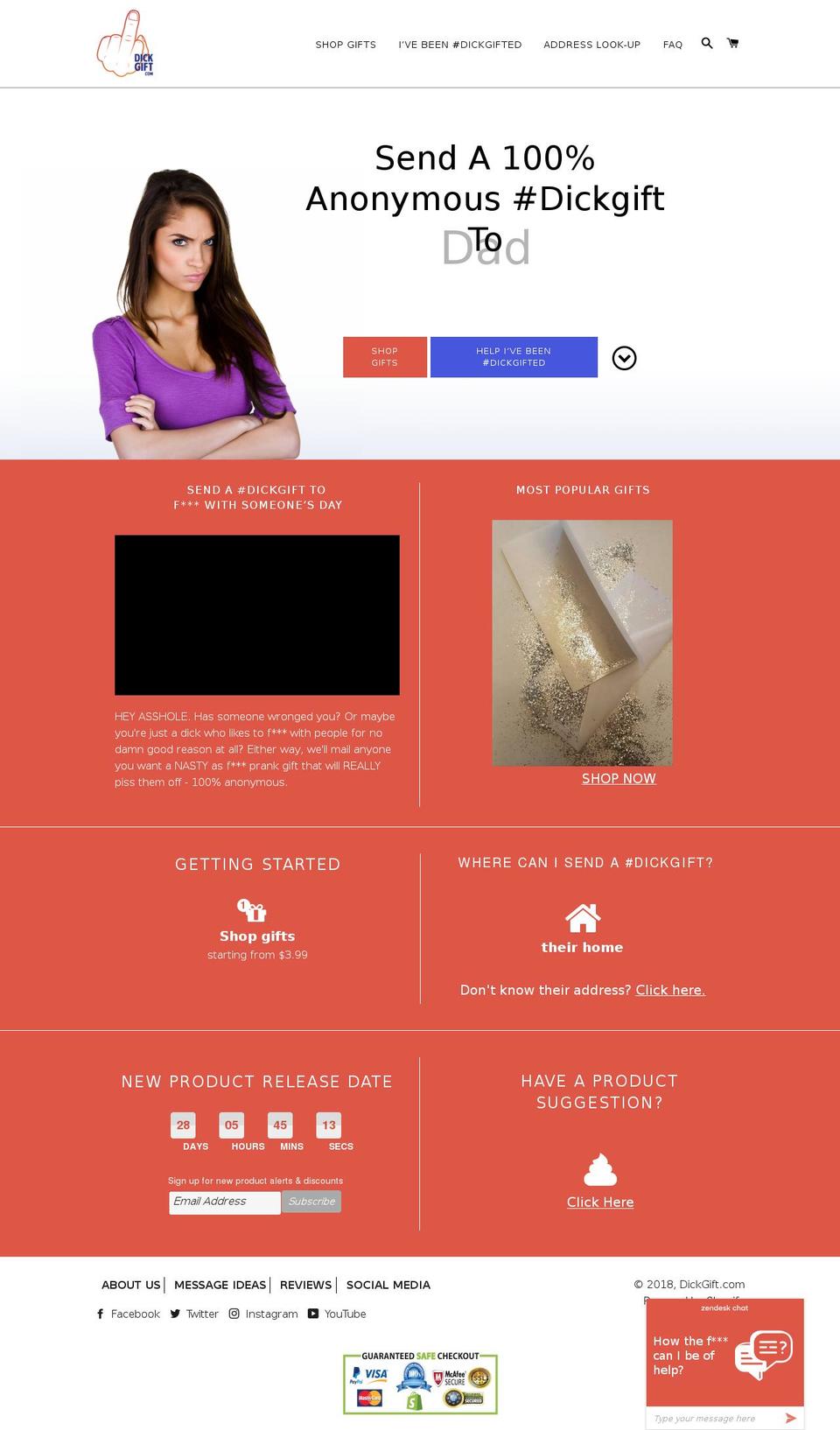 dickgift.com — Shopify storefront screenshot
