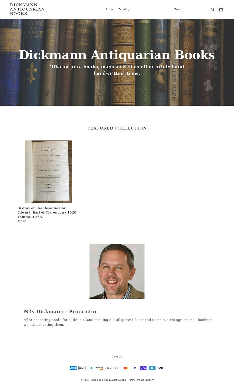 dickmannbooks.com shopify website screenshot