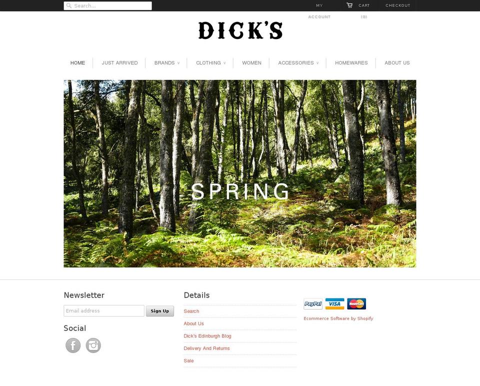 belle Shopify theme site example dicks-edinburgh.co.uk