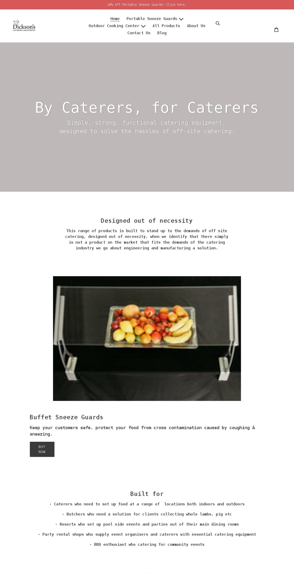dicksonscateringequipment.com shopify website screenshot