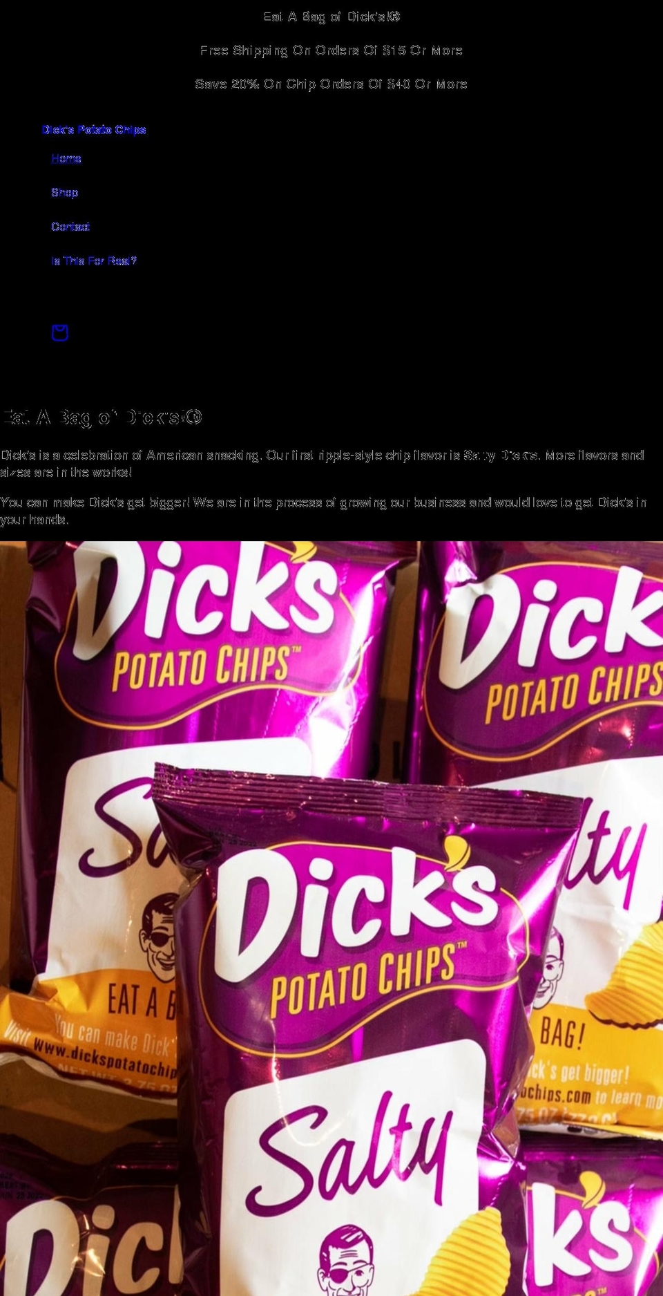 dickspotatochips.com shopify website screenshot