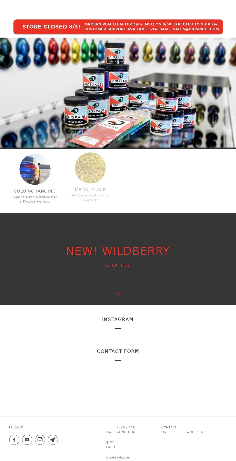 didspademetalflake.com — Shopify storefront screenshot