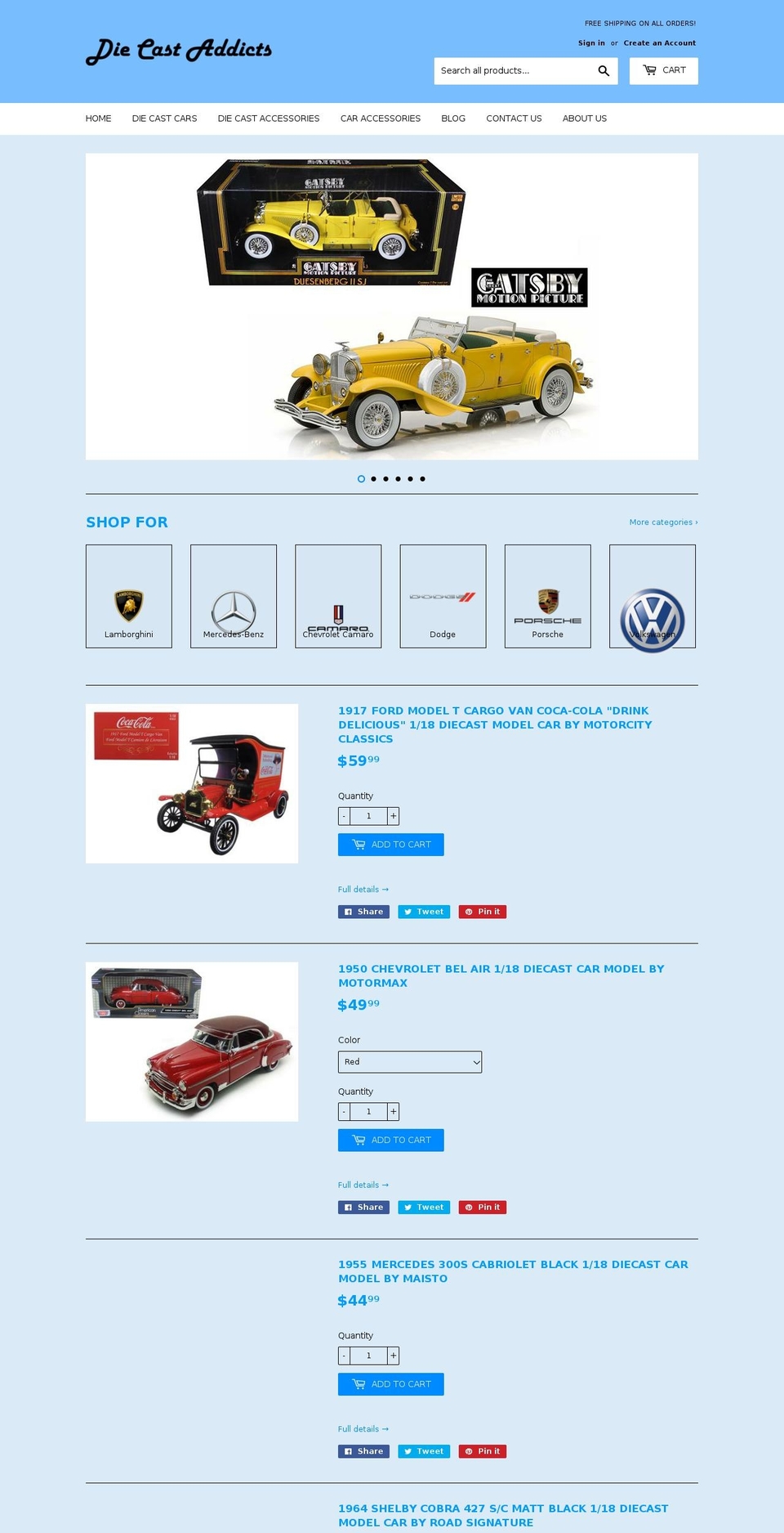 diecastaddicts.com — Shopify storefront screenshot