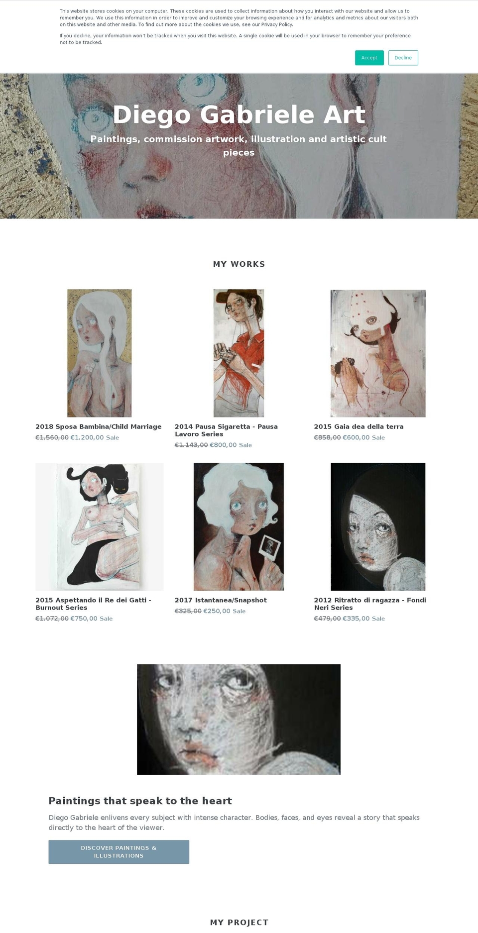 diegogabriele.com shopify website screenshot
