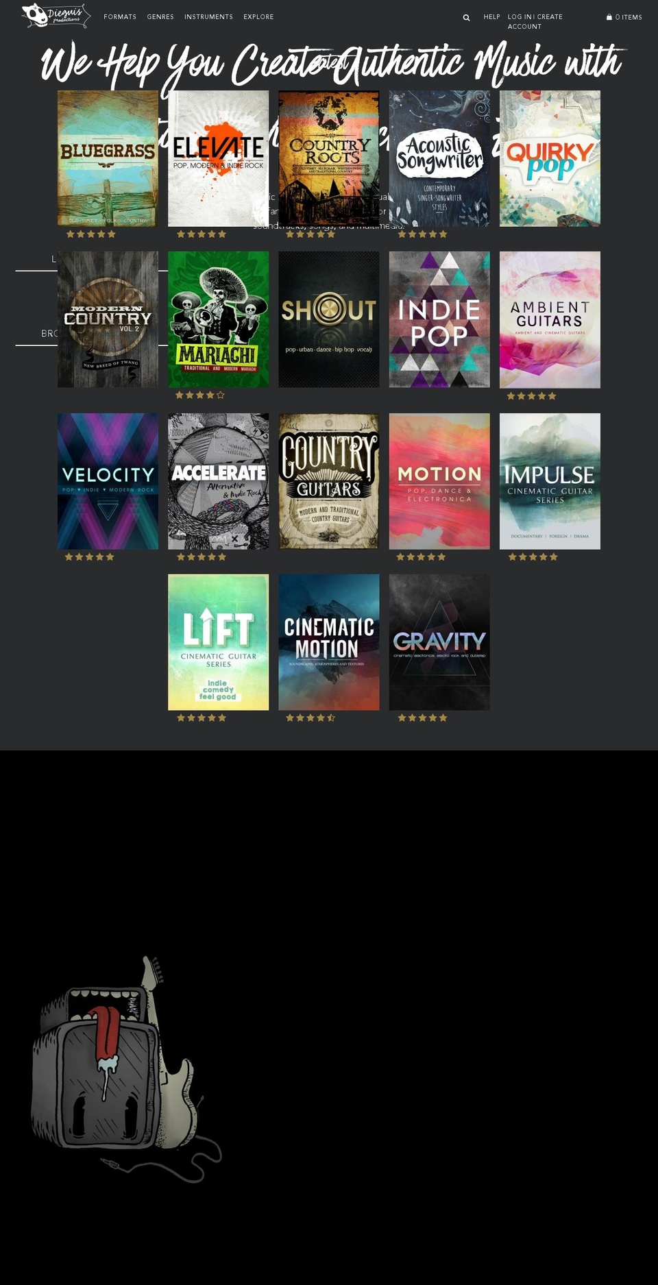 dieguisproductions.com — Shopify storefront screenshot