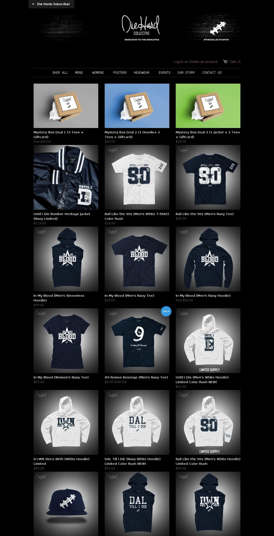 diehardcollection.com shopify website screenshot