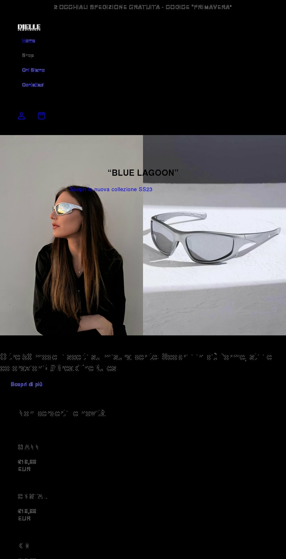 diellesunglasses.com shopify website screenshot