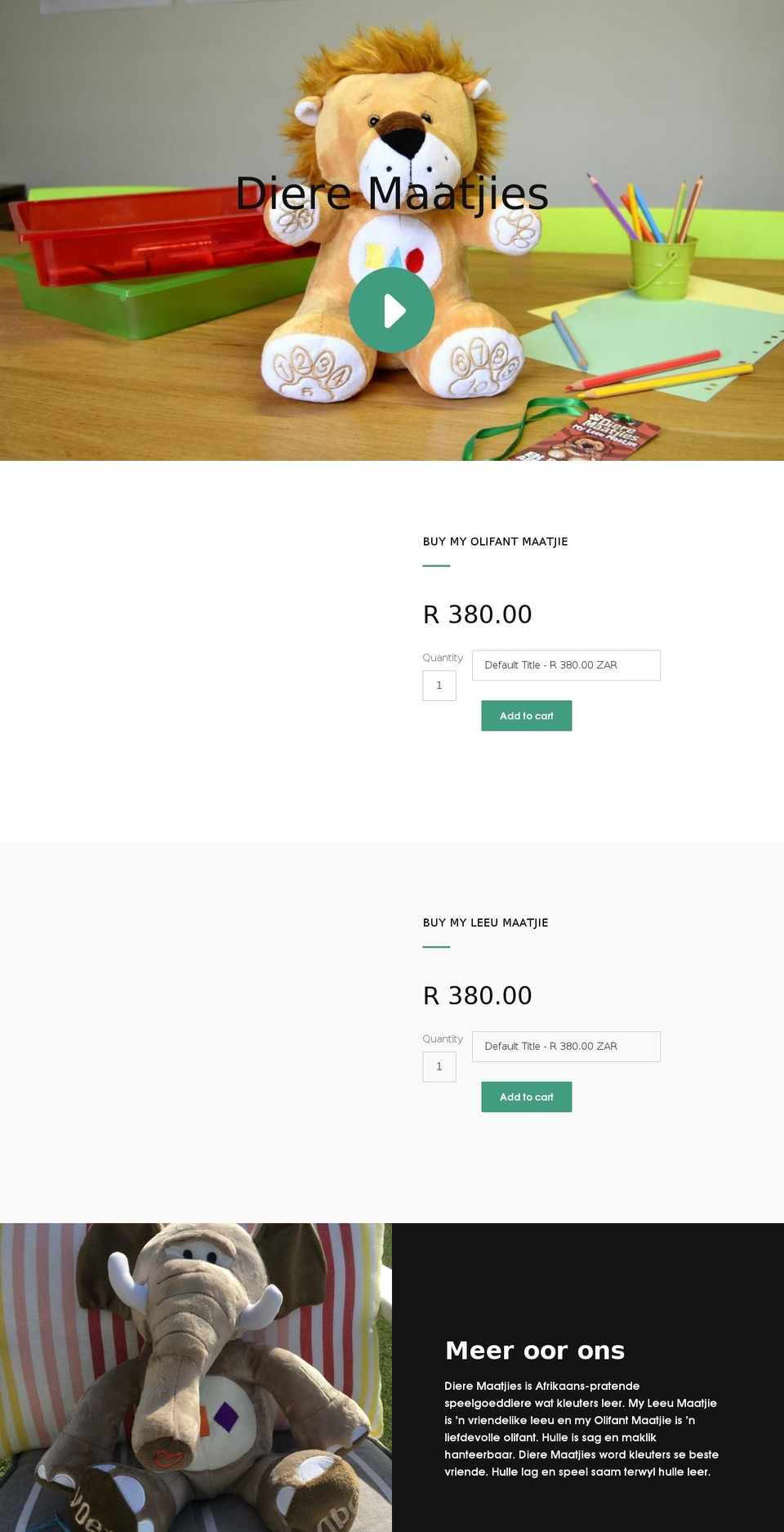 dieremaaitjies.com — Shopify storefront screenshot