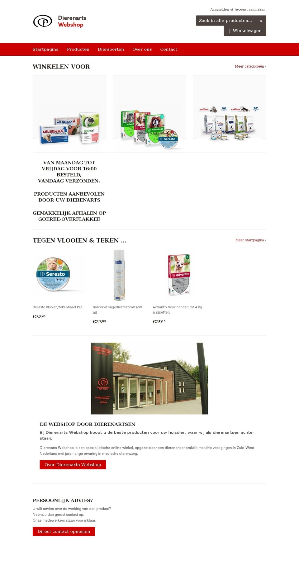 dierenartswebshop.nl shopify website screenshot