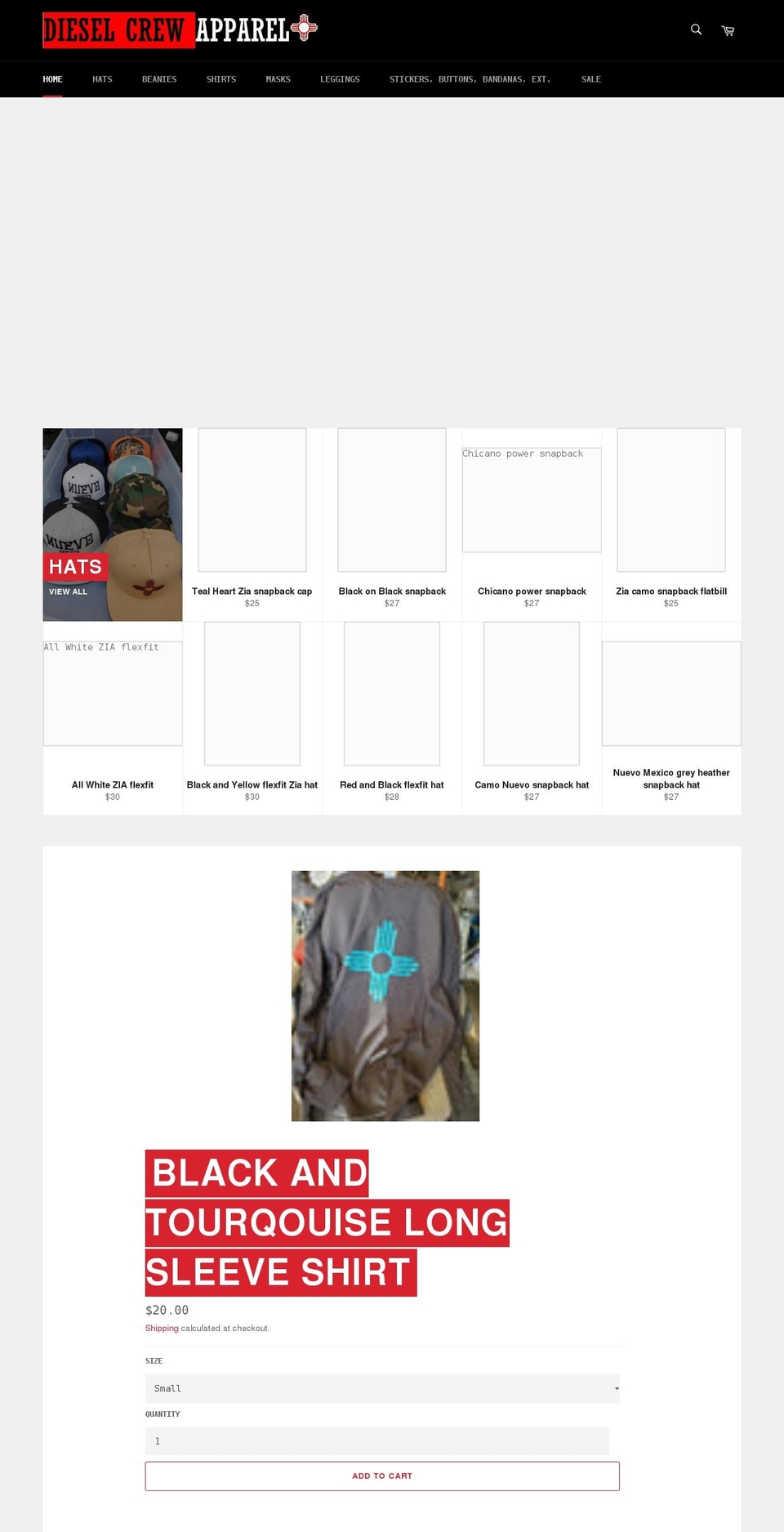 dieselcrewziahats.com shopify website screenshot