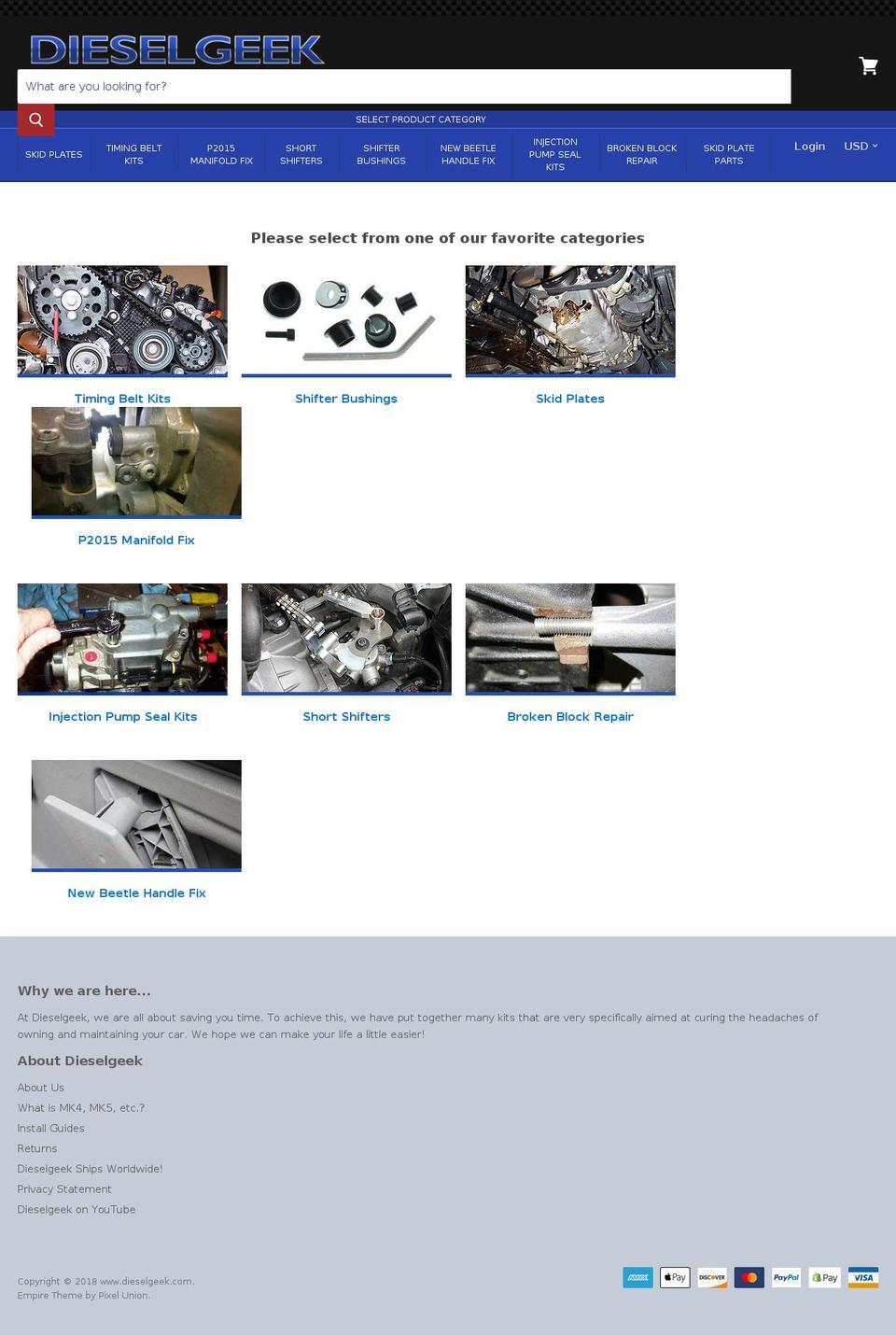 The One Shopify theme site example dieselgeek.com