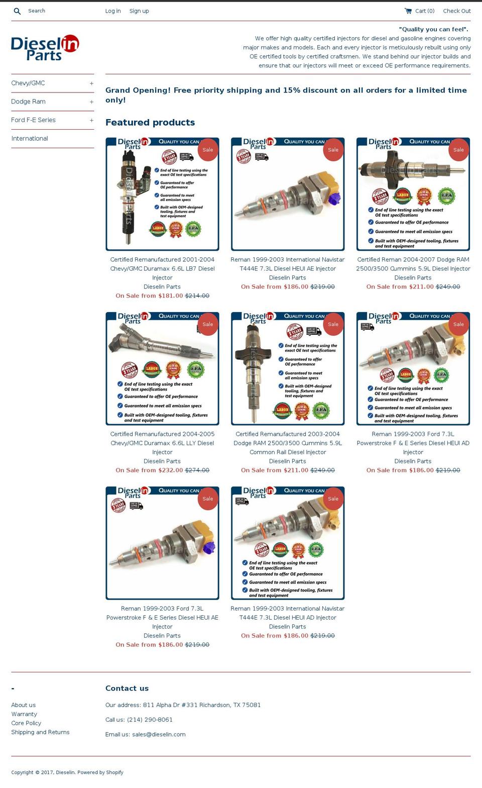 dieselin.com shopify website screenshot