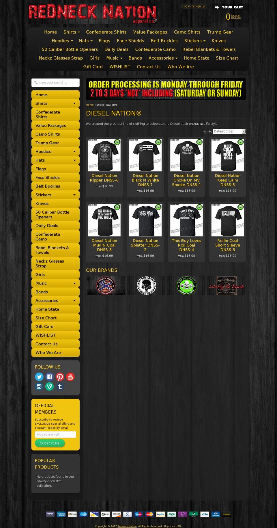 dieselnationgear.com shopify website screenshot