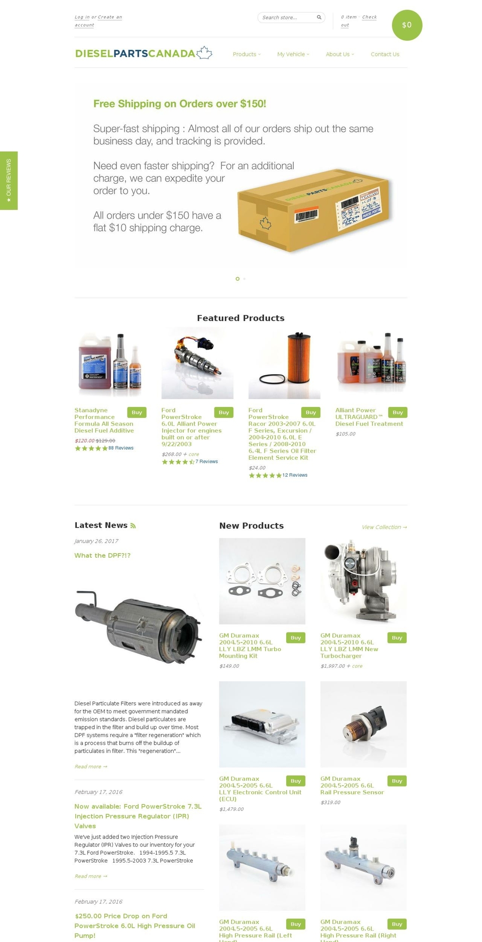 dieselpartscanada.ca shopify website screenshot