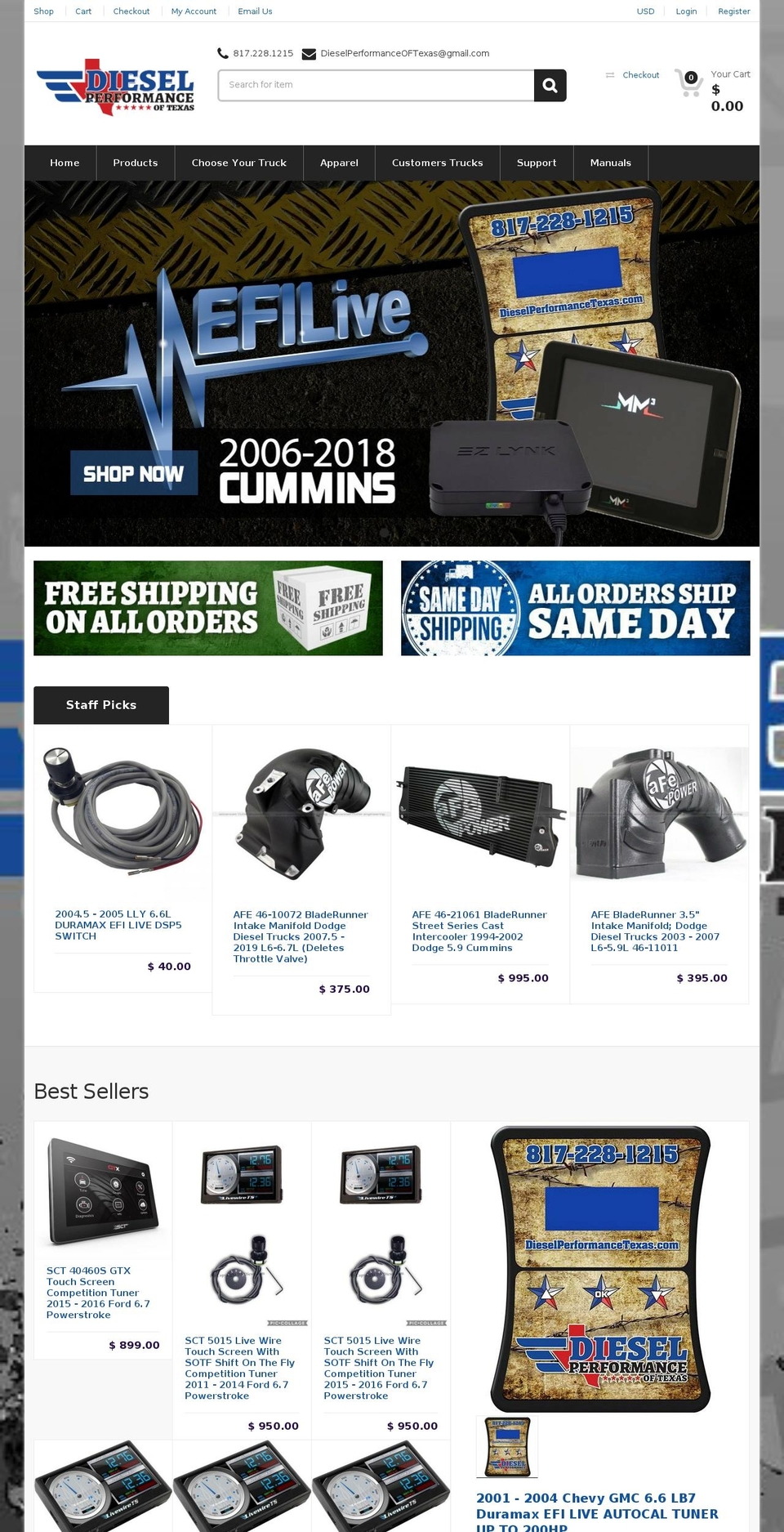 Diesel Performance Shopify theme site example dieselperformanceoftexas.com