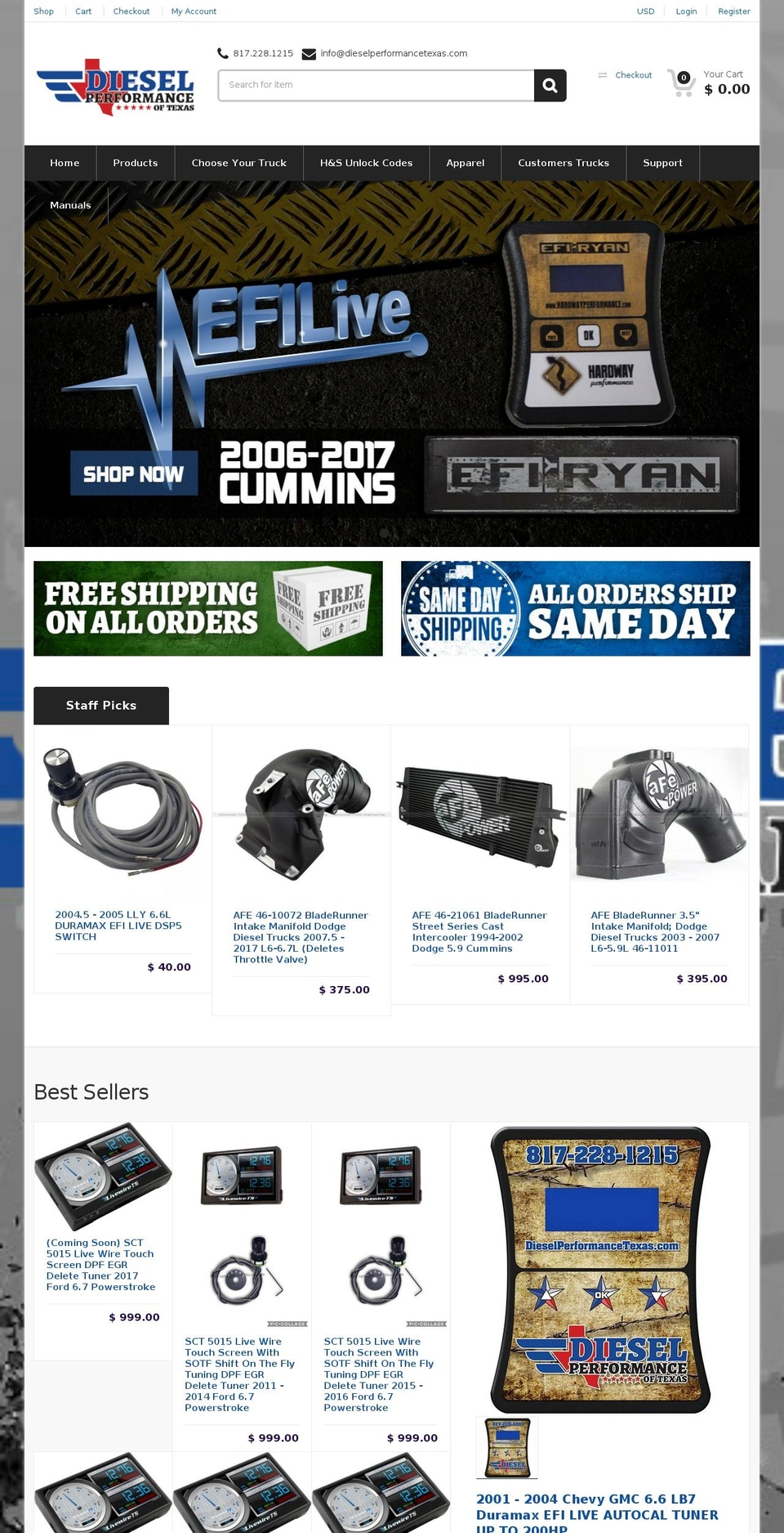 Diesel Performance Shopify theme site example dieselperformancetexas.com