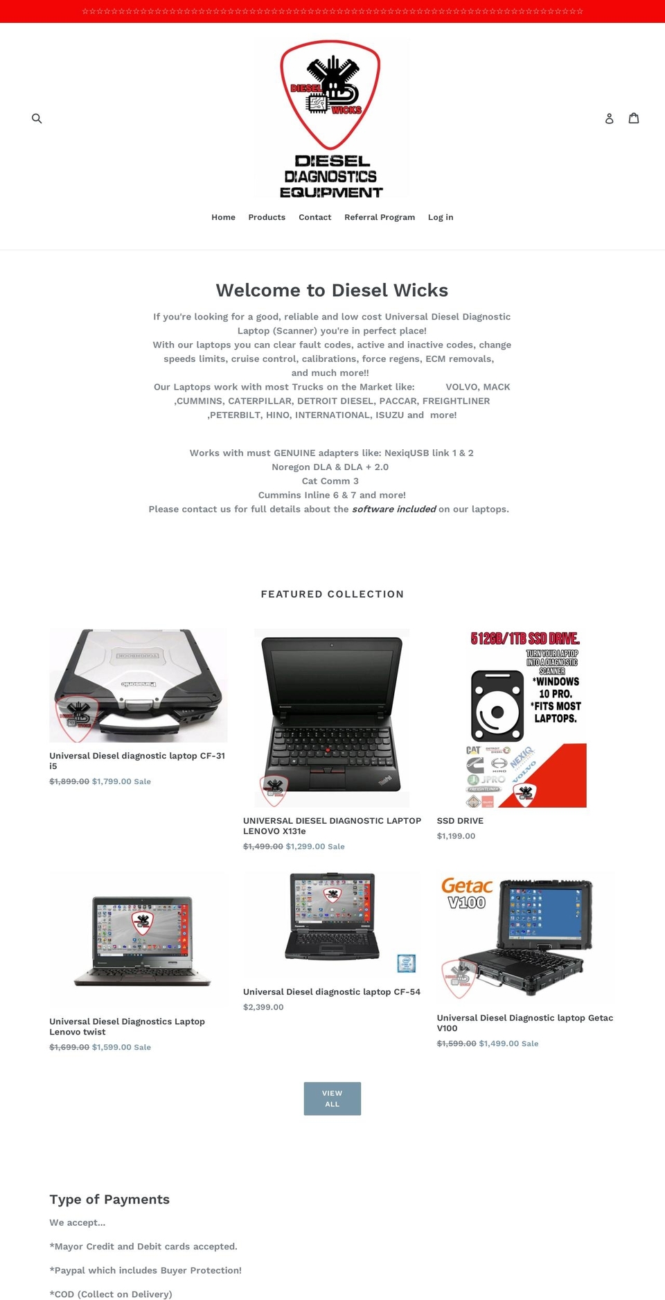 dieselwicks.net shopify website screenshot