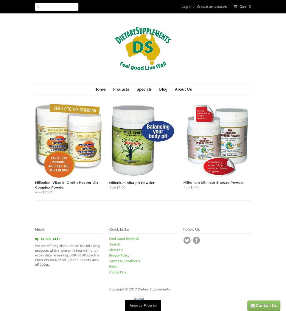 dietary-supplements.com.au shopify website screenshot