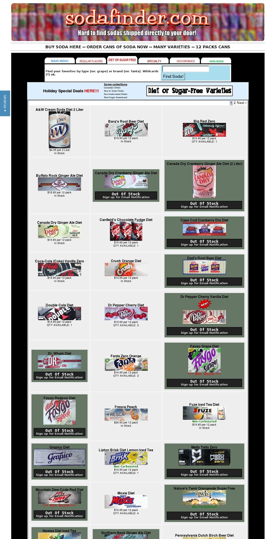 dietsodafinder.com shopify website screenshot