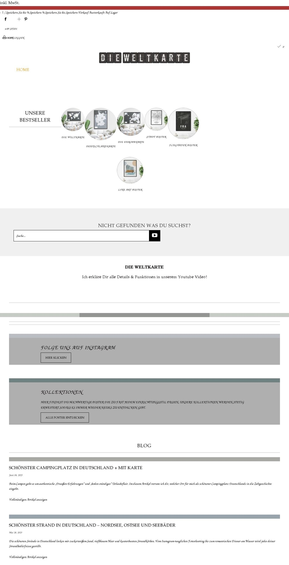 dieweltkarte.de shopify website screenshot