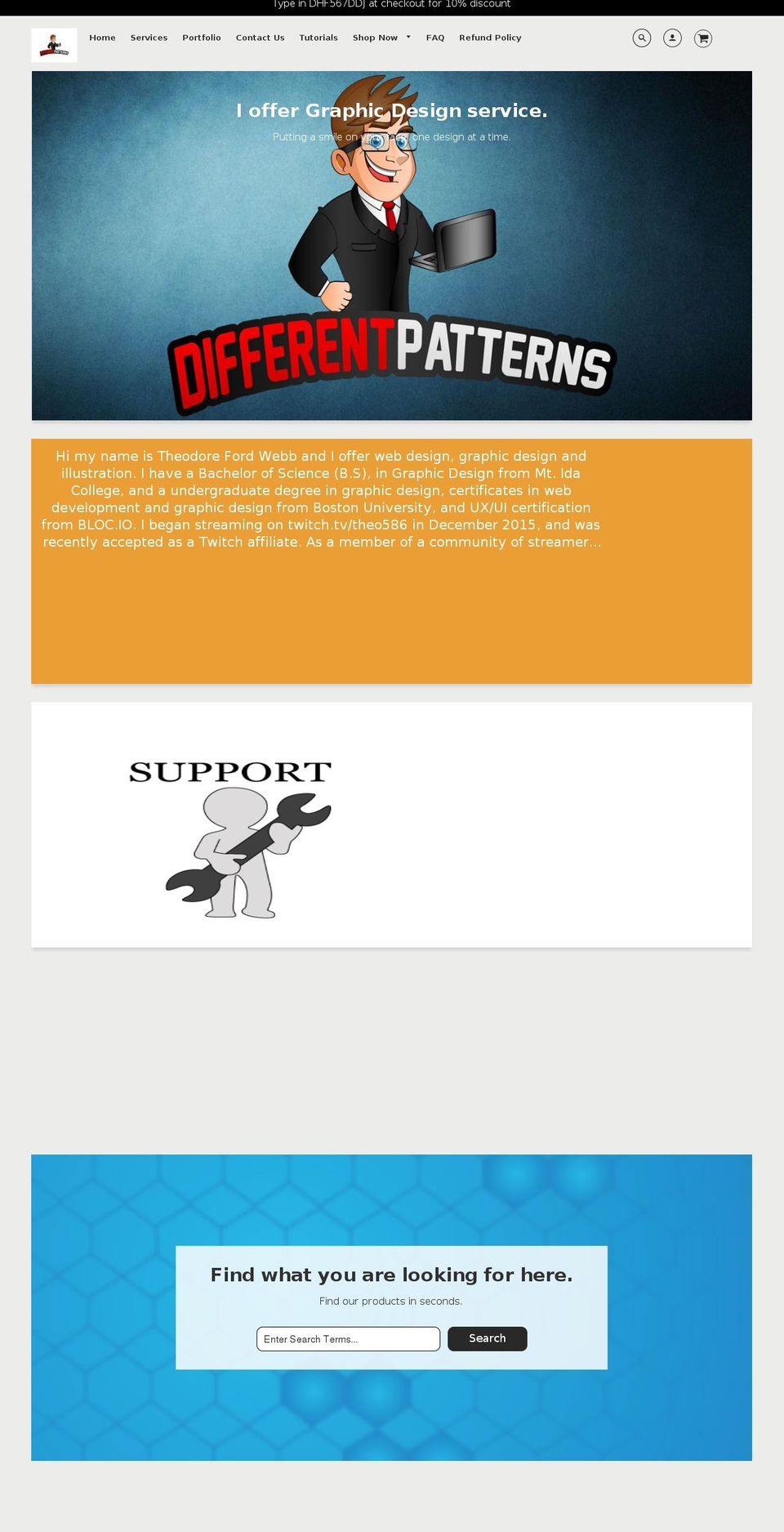 differentpatterns.com — Shopify storefront screenshot