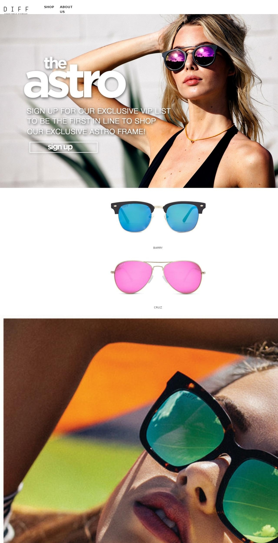 diffeyewear.com shopify website screenshot