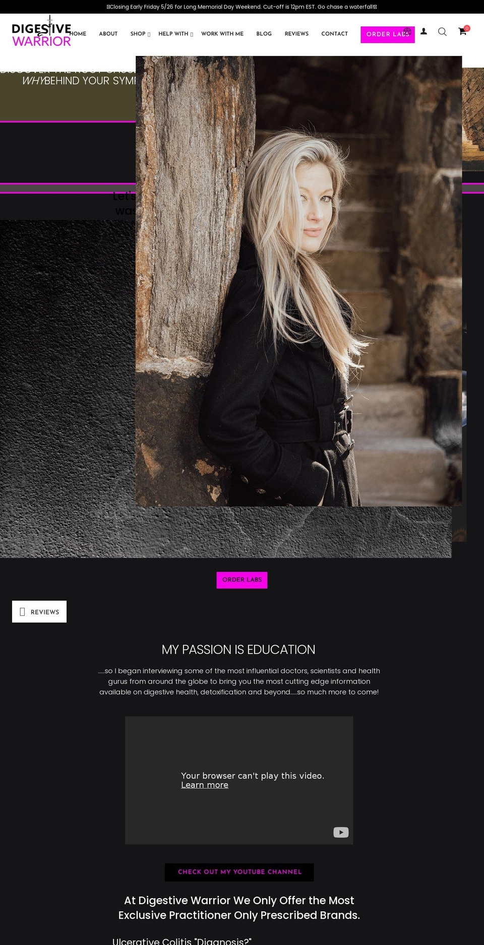 digestivewarrior.com shopify website screenshot