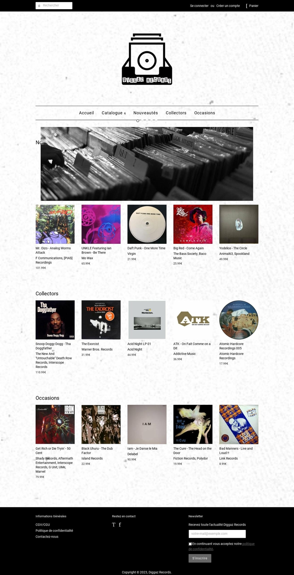 diggazrecords.com — Shopify storefront screenshot