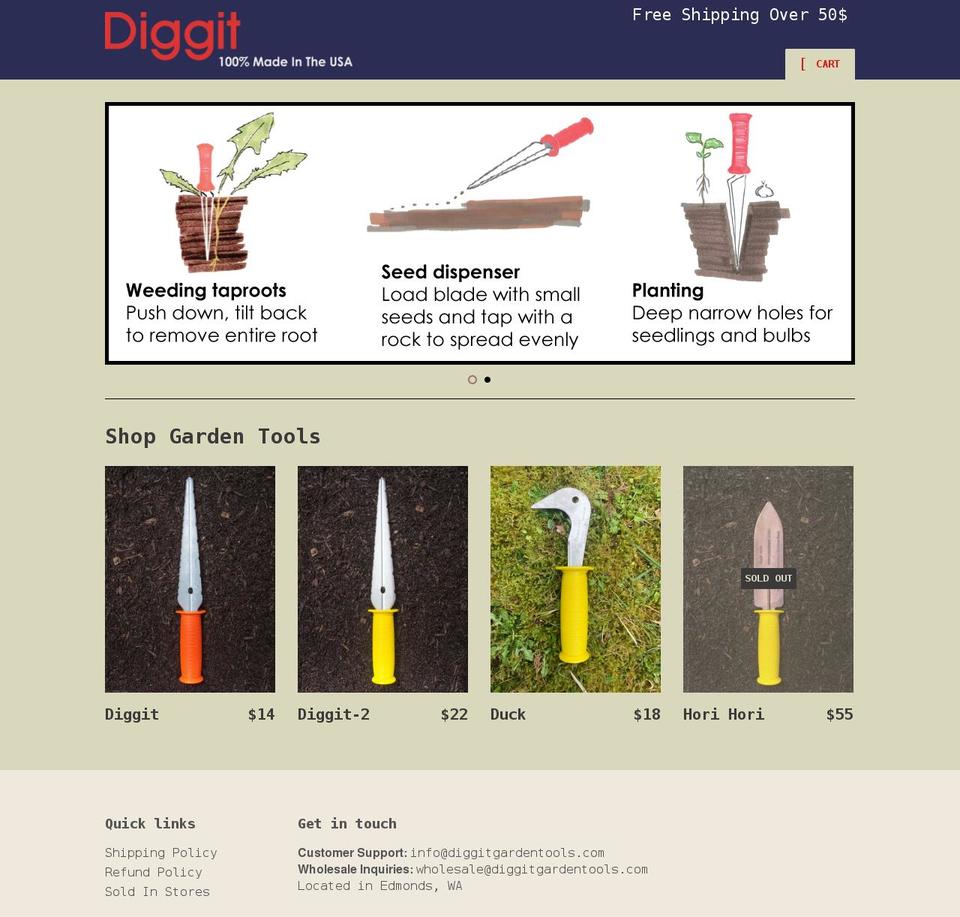 diggitgardentools.com shopify website screenshot