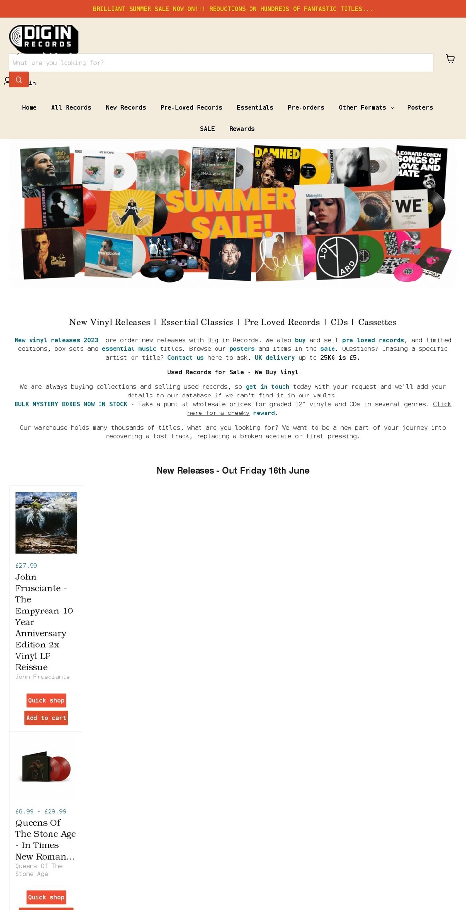 diginrecords.com shopify website screenshot