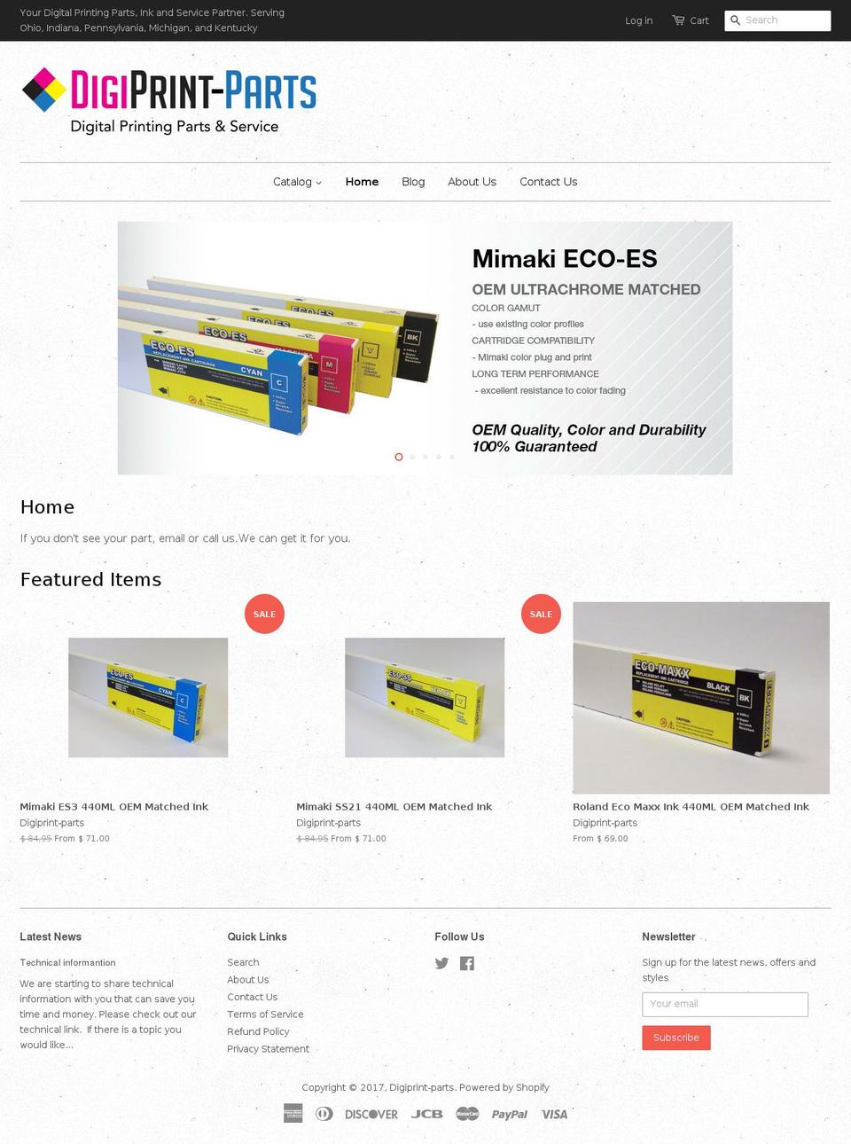 digiprint-parts.com shopify website screenshot