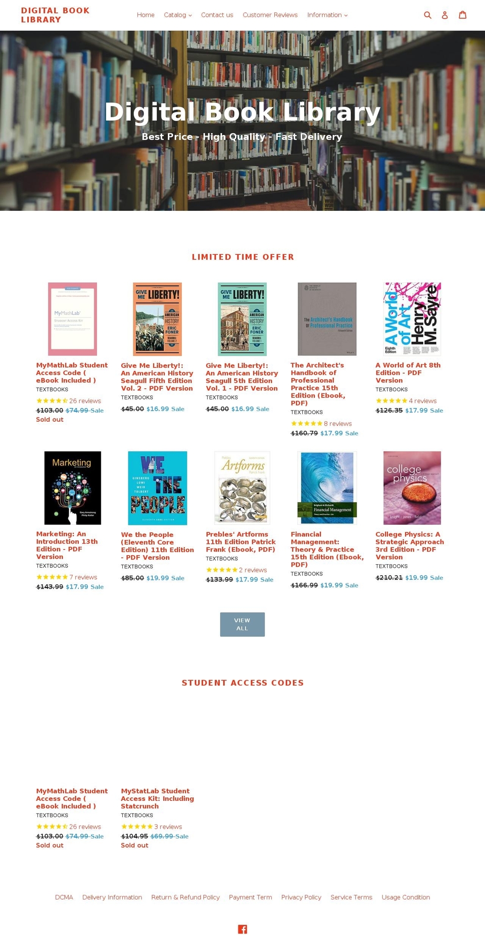 digitalbooklibrary.com shopify website screenshot