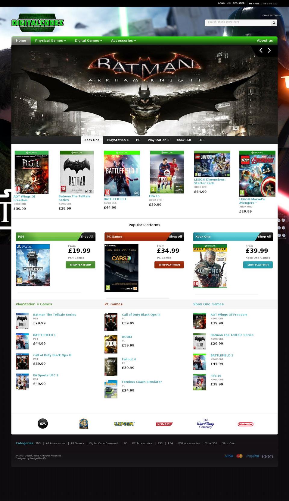 digitalcodez.com shopify website screenshot