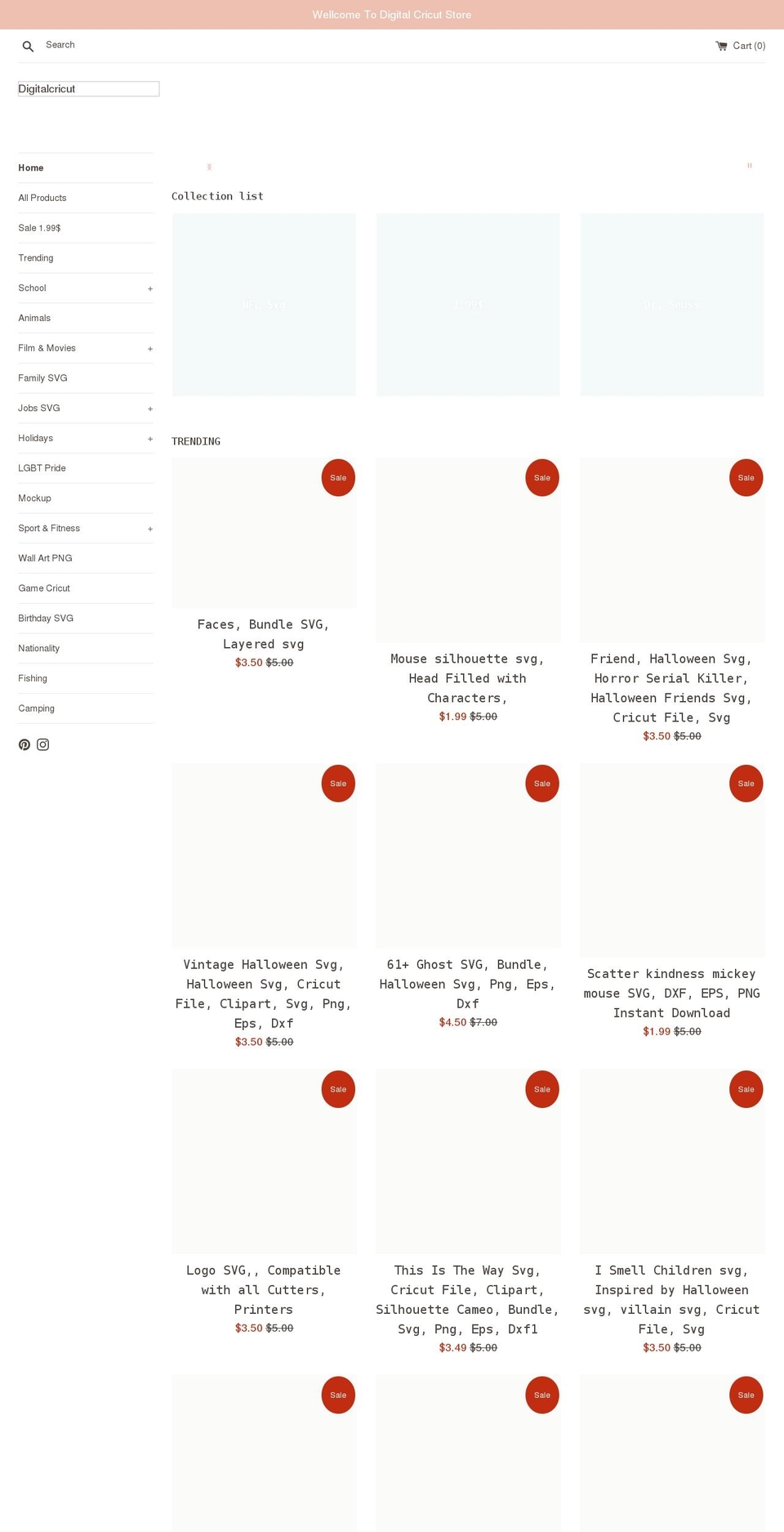 digitalcricut.com shopify website screenshot