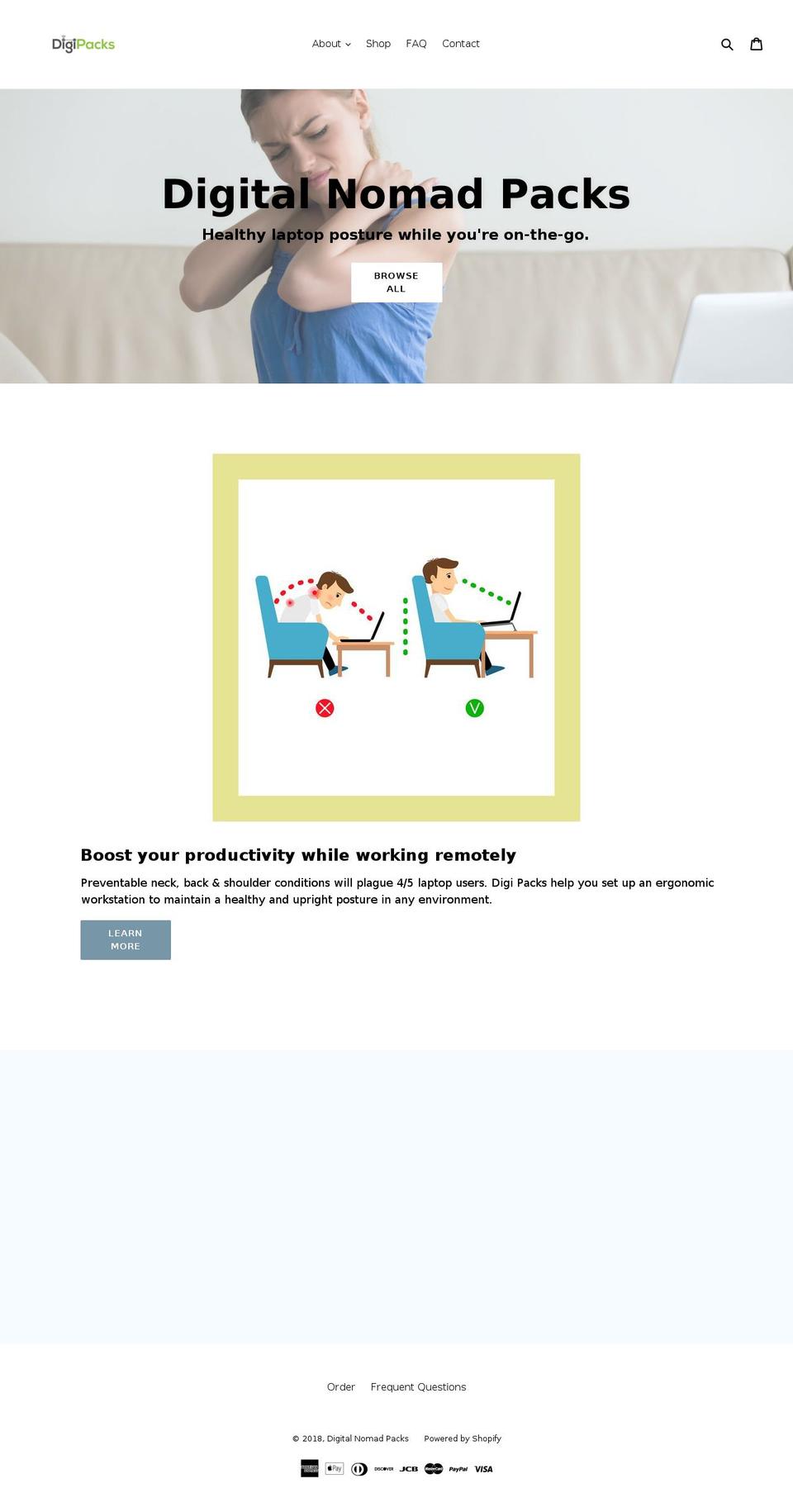 digitalnomadpacks.com — Shopify storefront screenshot