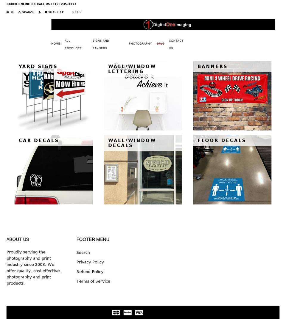 digitaloneimaging.com shopify website screenshot