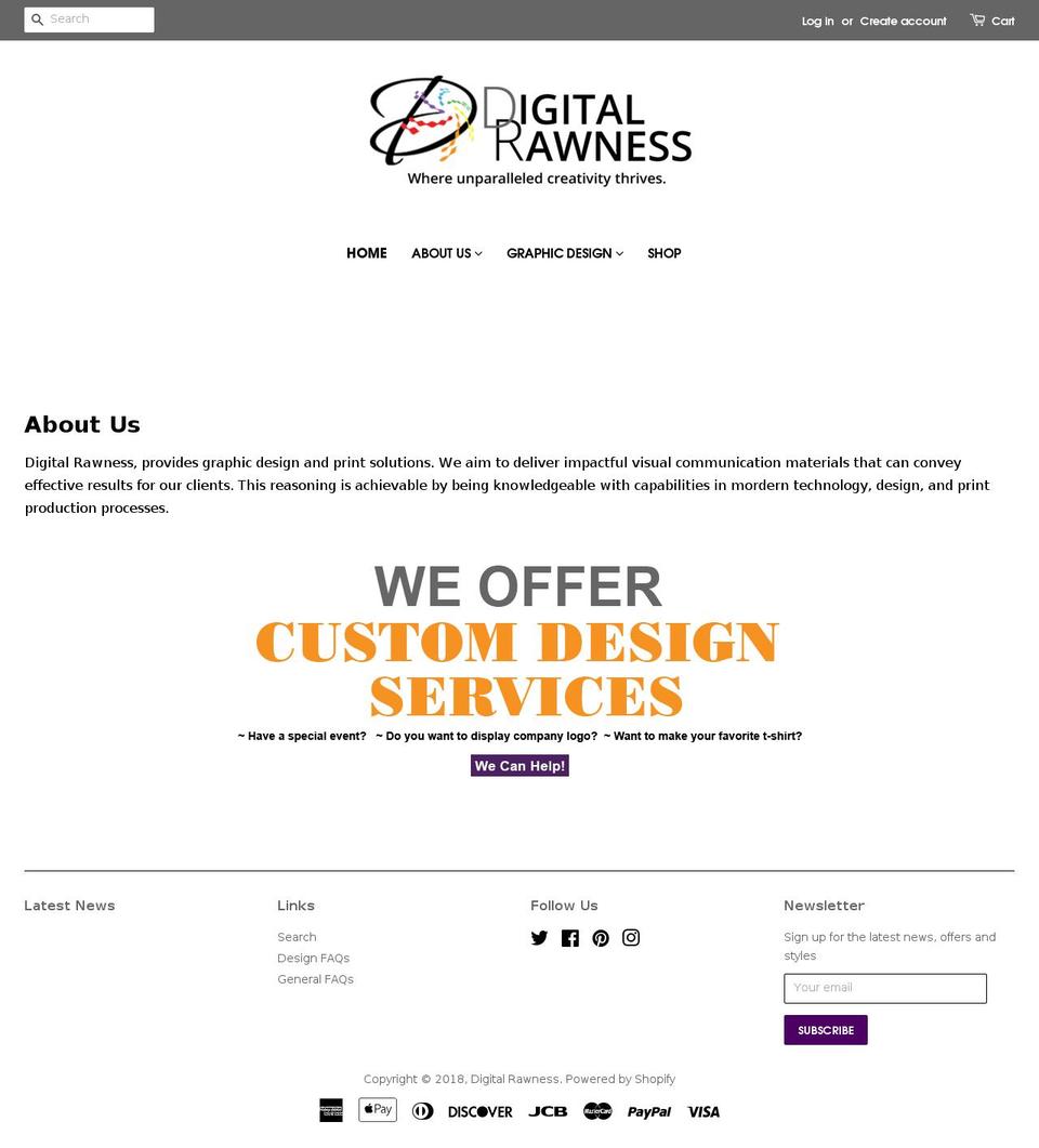 digitalrawness.com shopify website screenshot