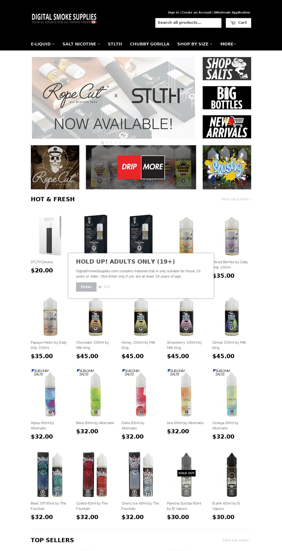 digitalsmoke.supplies shopify website screenshot