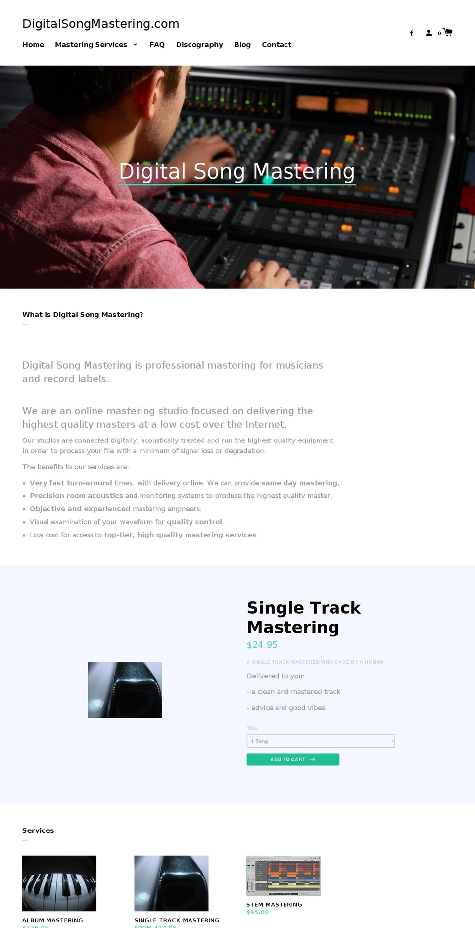 Label Shopify theme site example digitalsongmastering.com