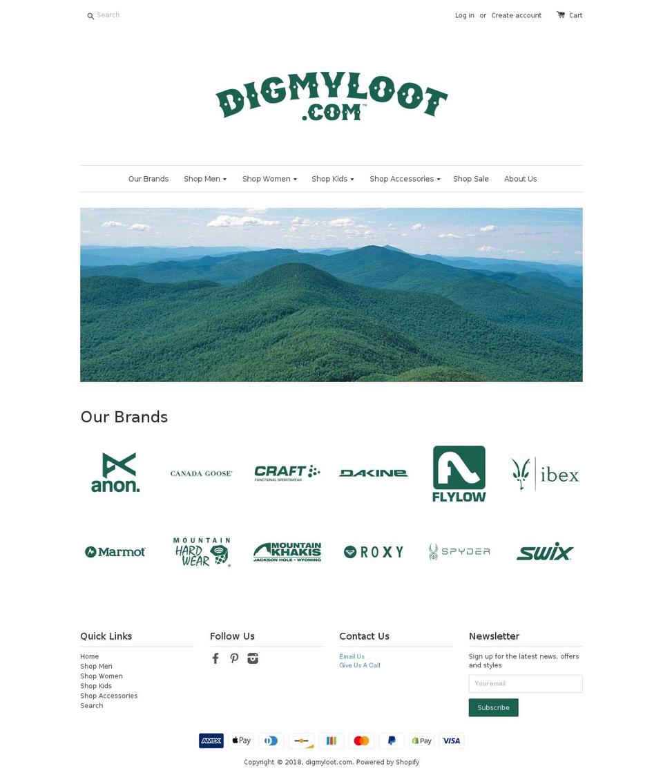 digmyloot.com shopify website screenshot