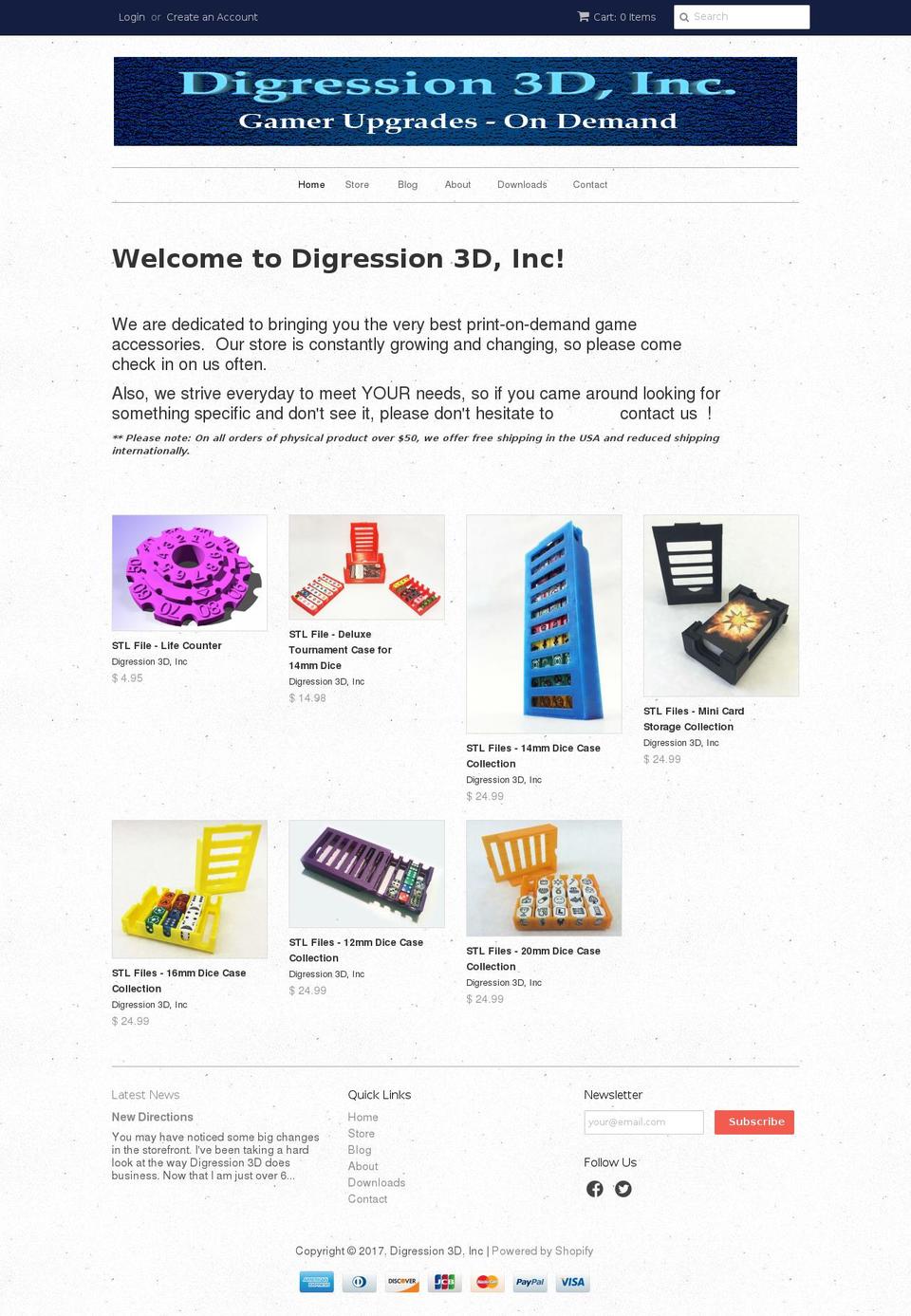 digression3d.com shopify website screenshot