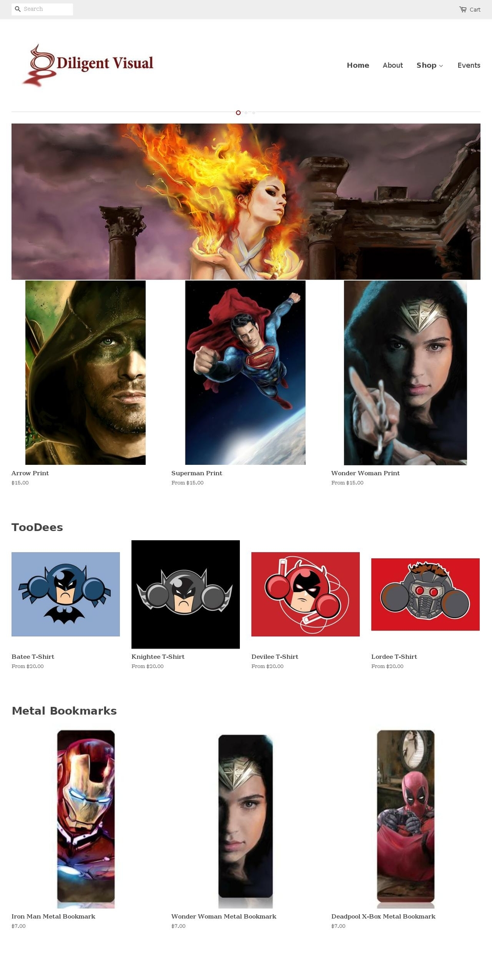 diligentvisual.com shopify website screenshot