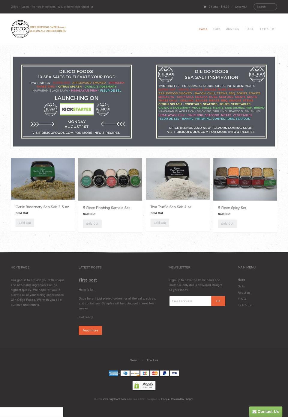 diligofoods.com shopify website screenshot