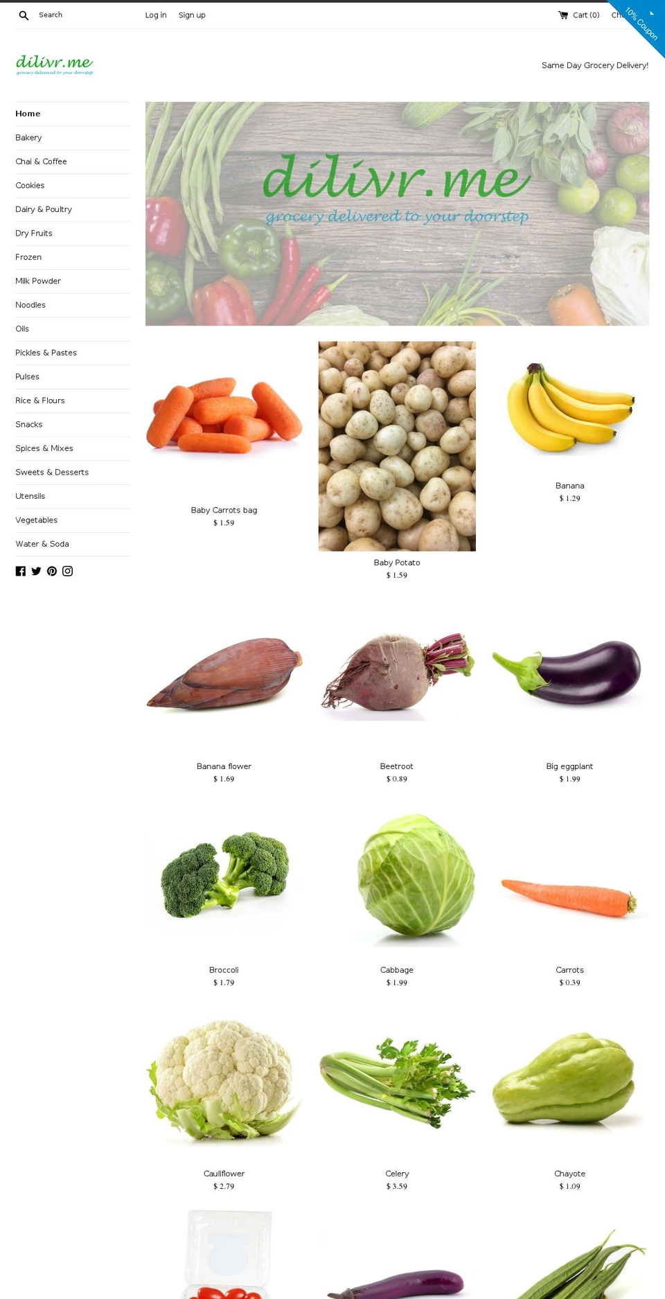 Crave Shopify theme site example dilivr.me
