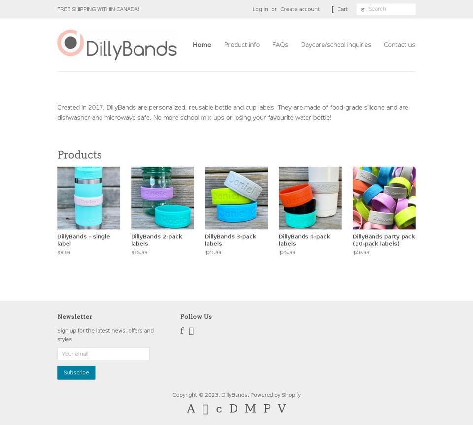 dillybands.ca shopify website screenshot
